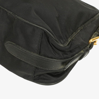 Prada Tessuto Schultertasche aus schwarzem Nylon mit Jacquard-Logo