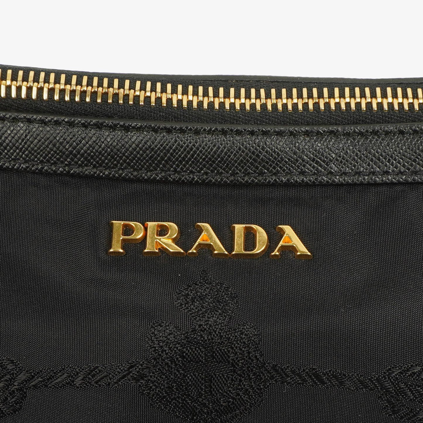Prada Tessuto Schultertasche aus schwarzem Nylon mit Jacquard-Logo