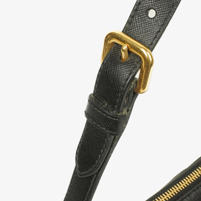 Prada Tessuto Schultertasche aus schwarzem Nylon mit Jacquard-Logo