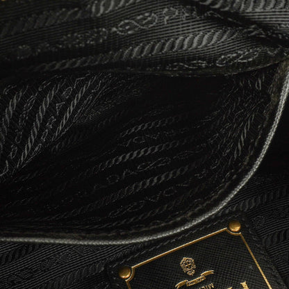 Prada Tessuto Schultertasche aus schwarzem Nylon mit Jacquard-Logo