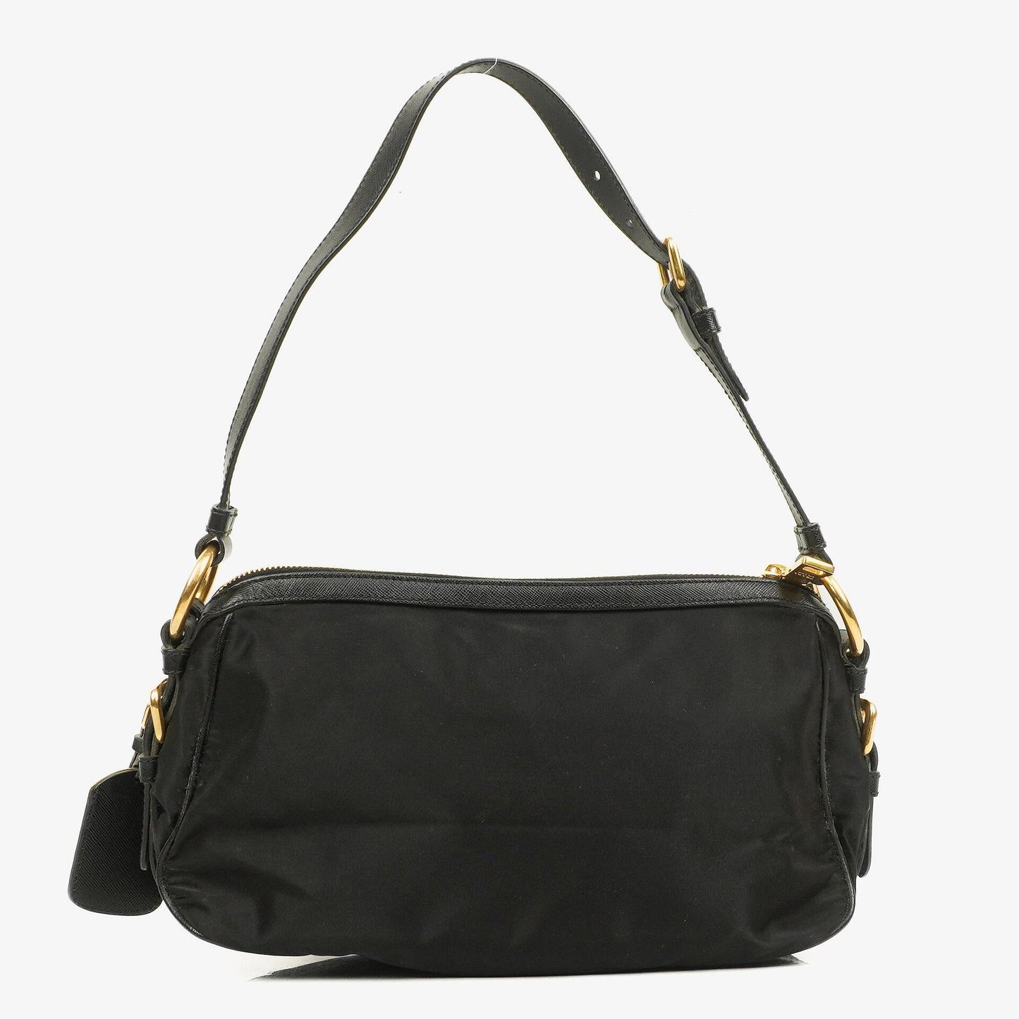 Prada Tessuto Schultertasche aus schwarzem Nylon mit Jacquard-Logo