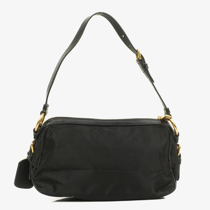Prada Tessuto Schultertasche aus schwarzem Nylon mit Jacquard-Logo