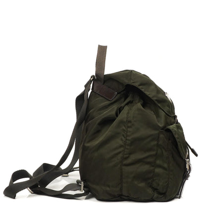 Prada Tessuto Nylon Mittlerer Rucksack Ebano Mit Lederbesatz