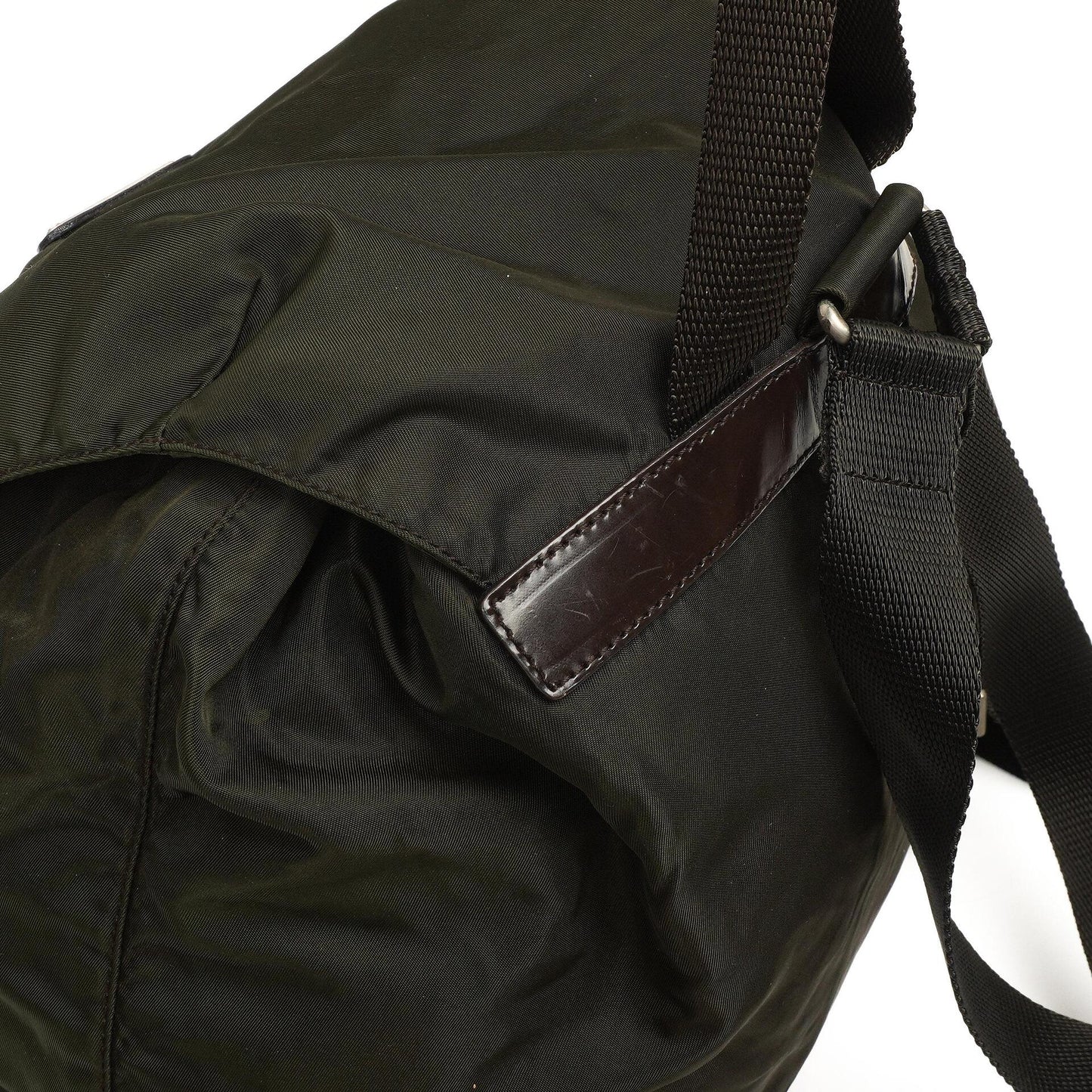 Prada Tessuto Nylon Mittlerer Rucksack Ebano Mit Lederbesatz