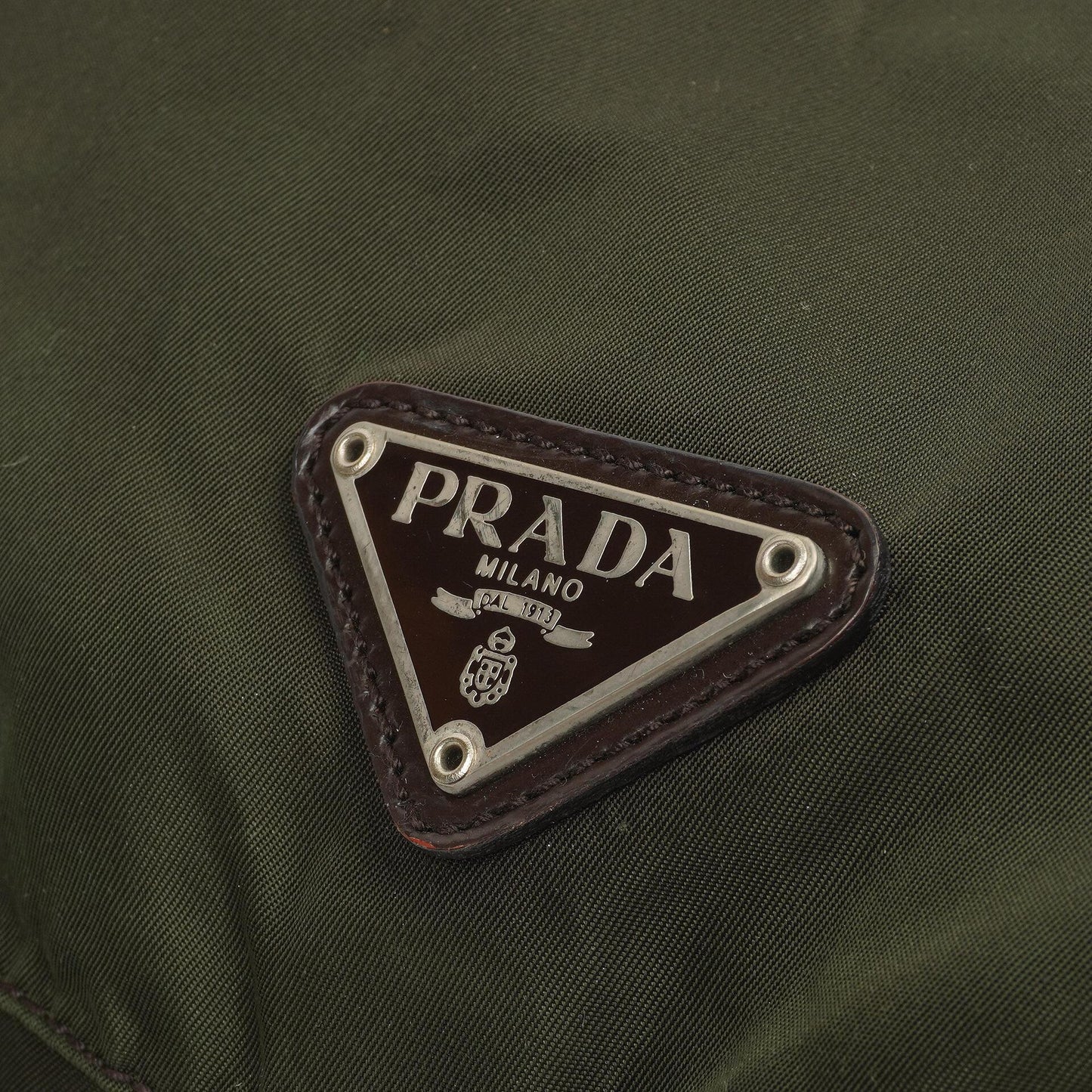 Prada Tessuto Nylon Mittlerer Rucksack Ebano Mit Lederbesatz