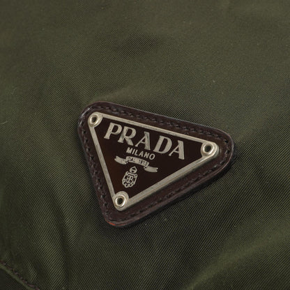 Prada Tessuto Nylon Mittlerer Rucksack Ebano Mit Lederbesatz