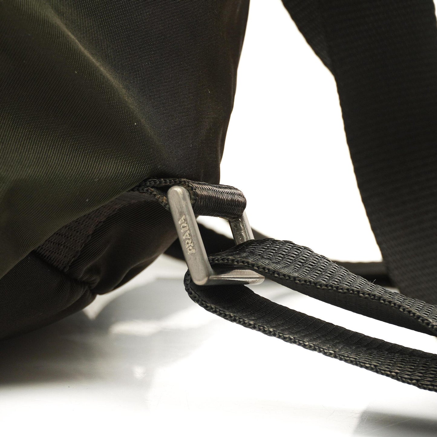 Prada Tessuto Nylon Mittlerer Rucksack Ebano Mit Lederbesatz