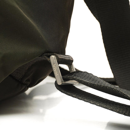 Prada Tessuto Nylon Mittlerer Rucksack Ebano Mit Lederbesatz