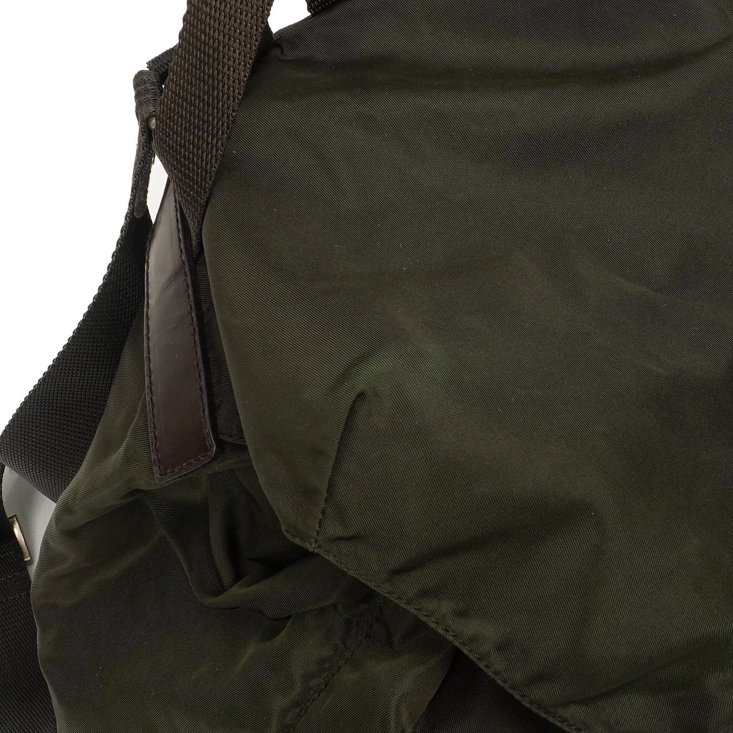 Prada Tessuto Nylon Mittlerer Rucksack Ebano Mit Lederbesatz