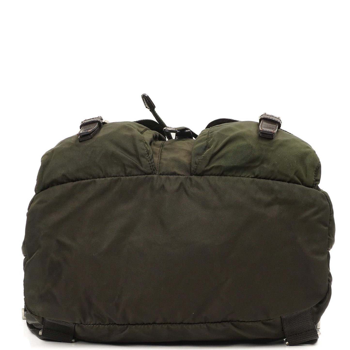 Prada Tessuto Nylon Mittlerer Rucksack Ebano Mit Lederbesatz
