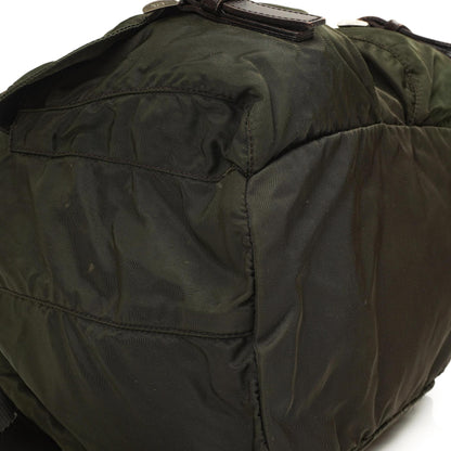 Prada Tessuto Nylon Mittlerer Rucksack Ebano Mit Lederbesatz