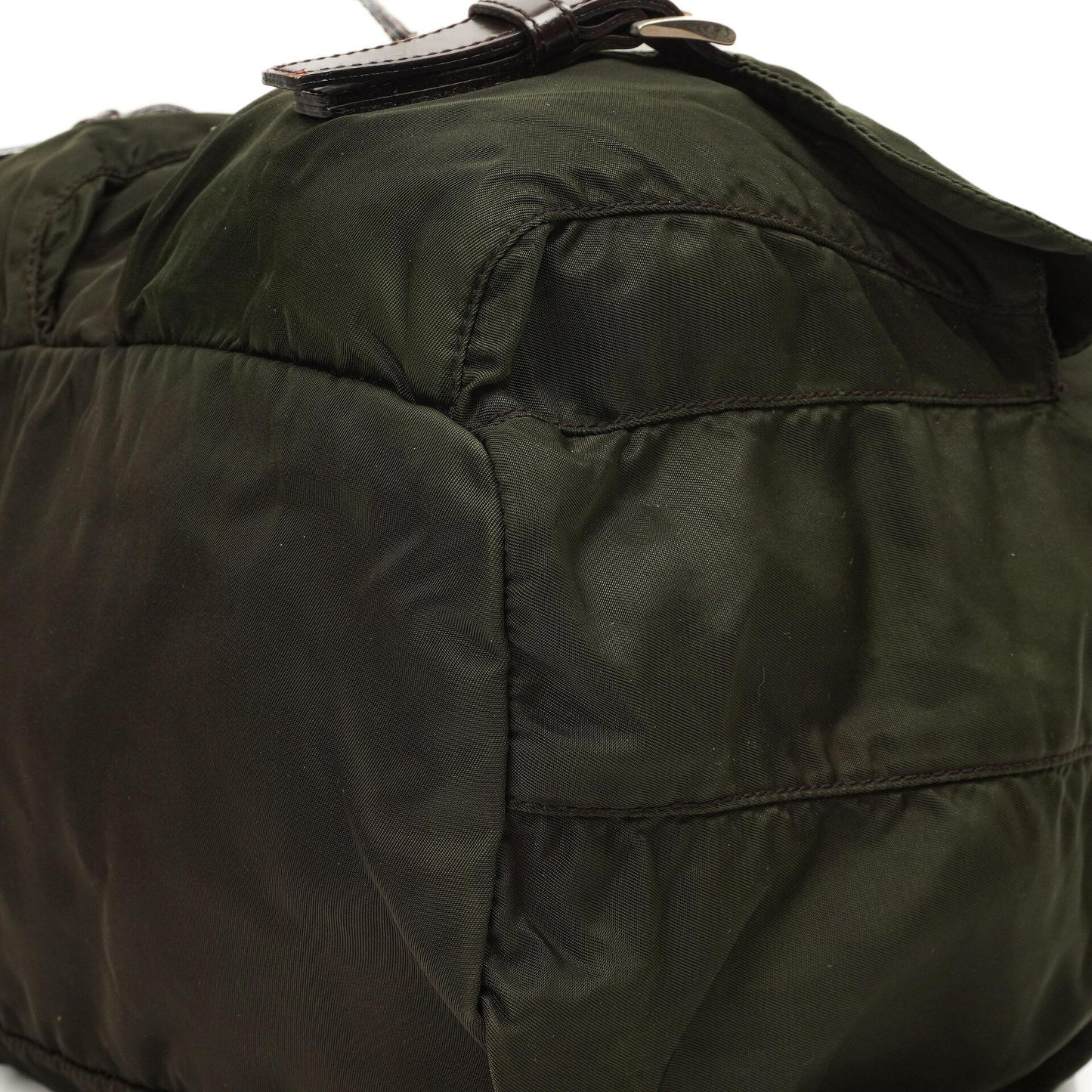 Prada Tessuto Nylon Mittlerer Rucksack Ebano Mit Lederbesatz