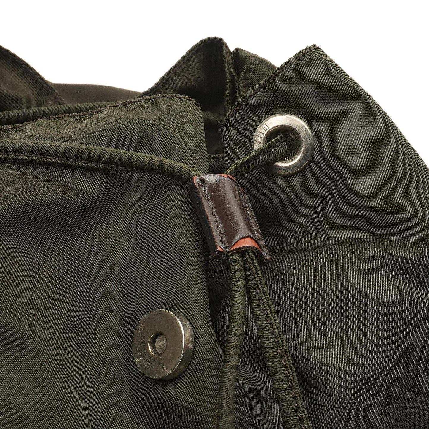 Prada Tessuto Nylon Mittlerer Rucksack Ebano Mit Lederbesatz