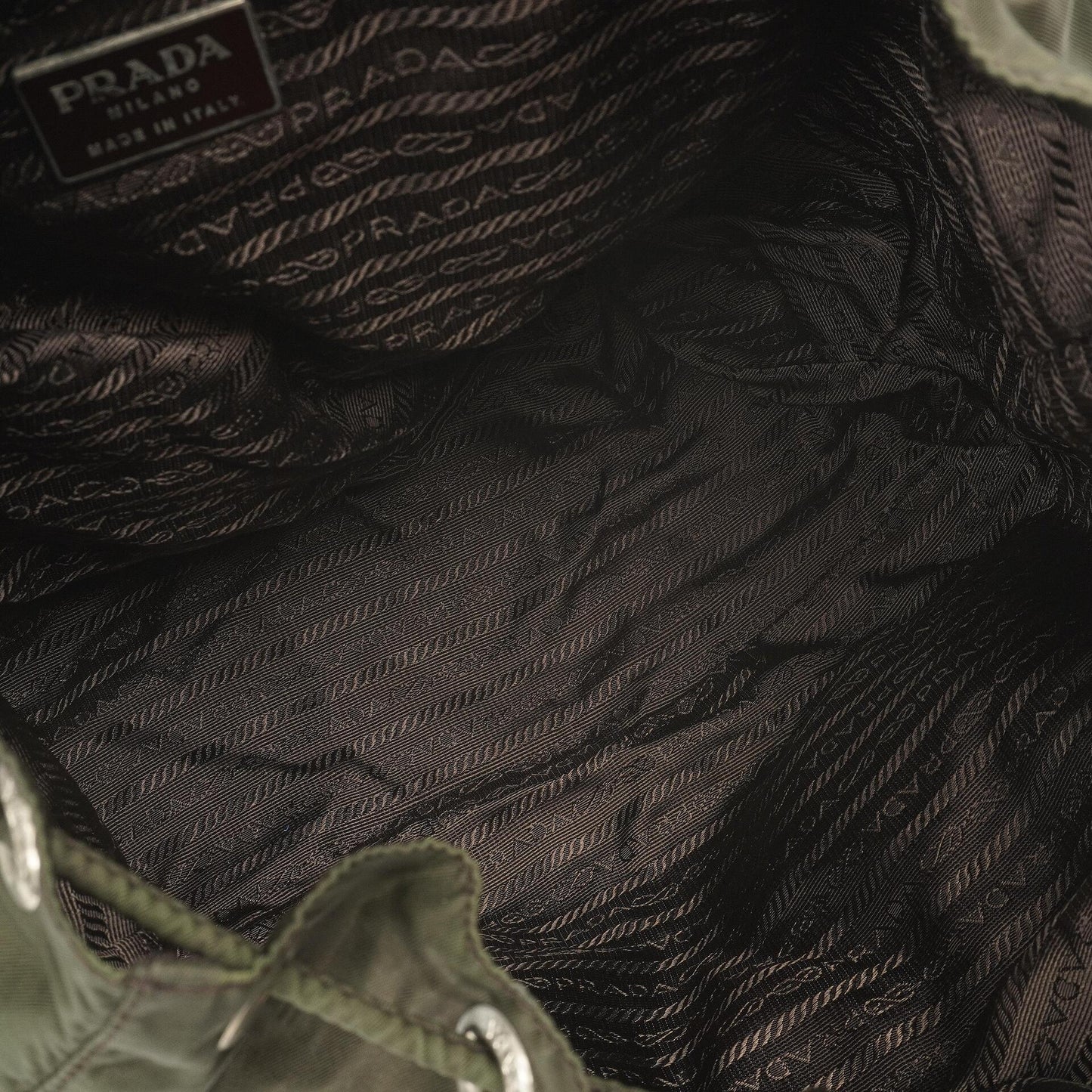 Prada Tessuto Nylon Mittlerer Rucksack Ebano Mit Lederbesatz