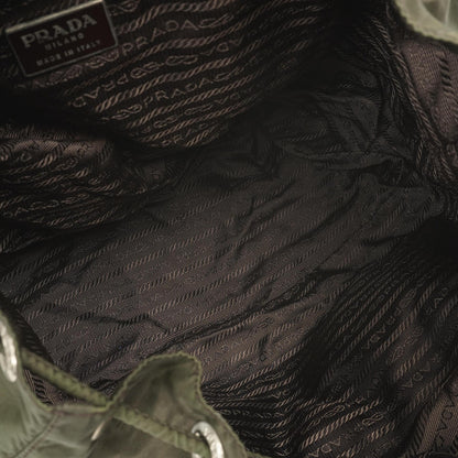 Prada Tessuto Nylon Mittlerer Rucksack Ebano Mit Lederbesatz