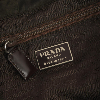 Prada Tessuto Nylon Mittlerer Rucksack Ebano Mit Lederbesatz