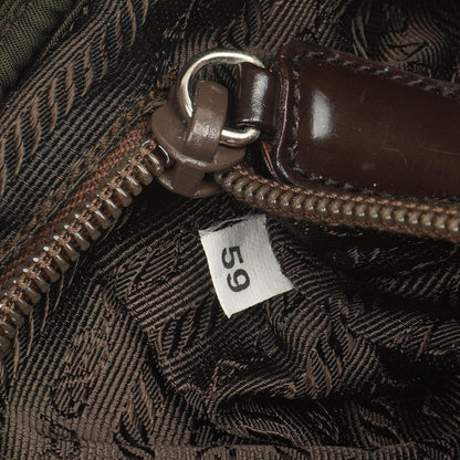 Prada Tessuto Nylon Mittlerer Rucksack Ebano Mit Lederbesatz