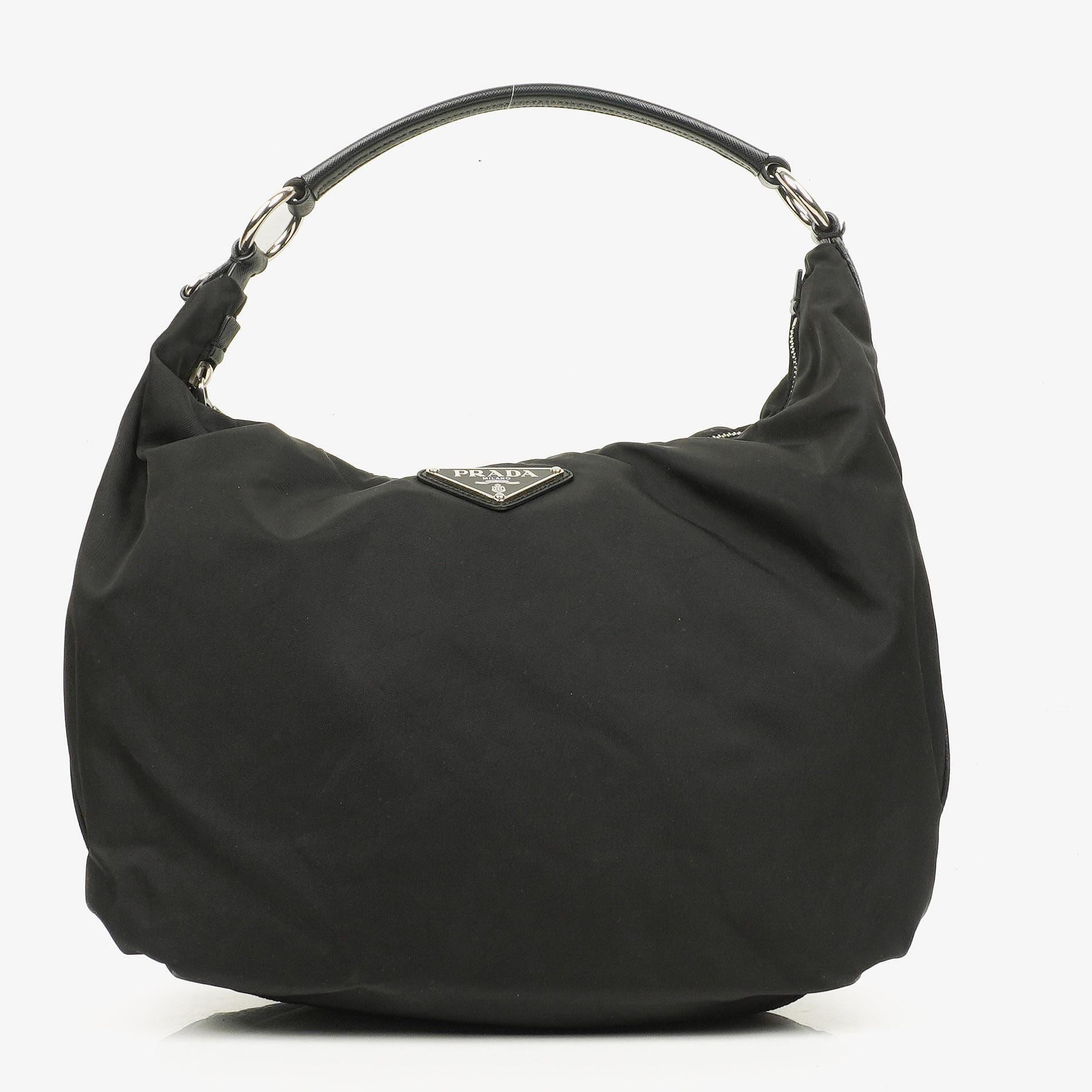 Prada Sacca Schultertasche aus schwarzem Tessuto Nylon Nero