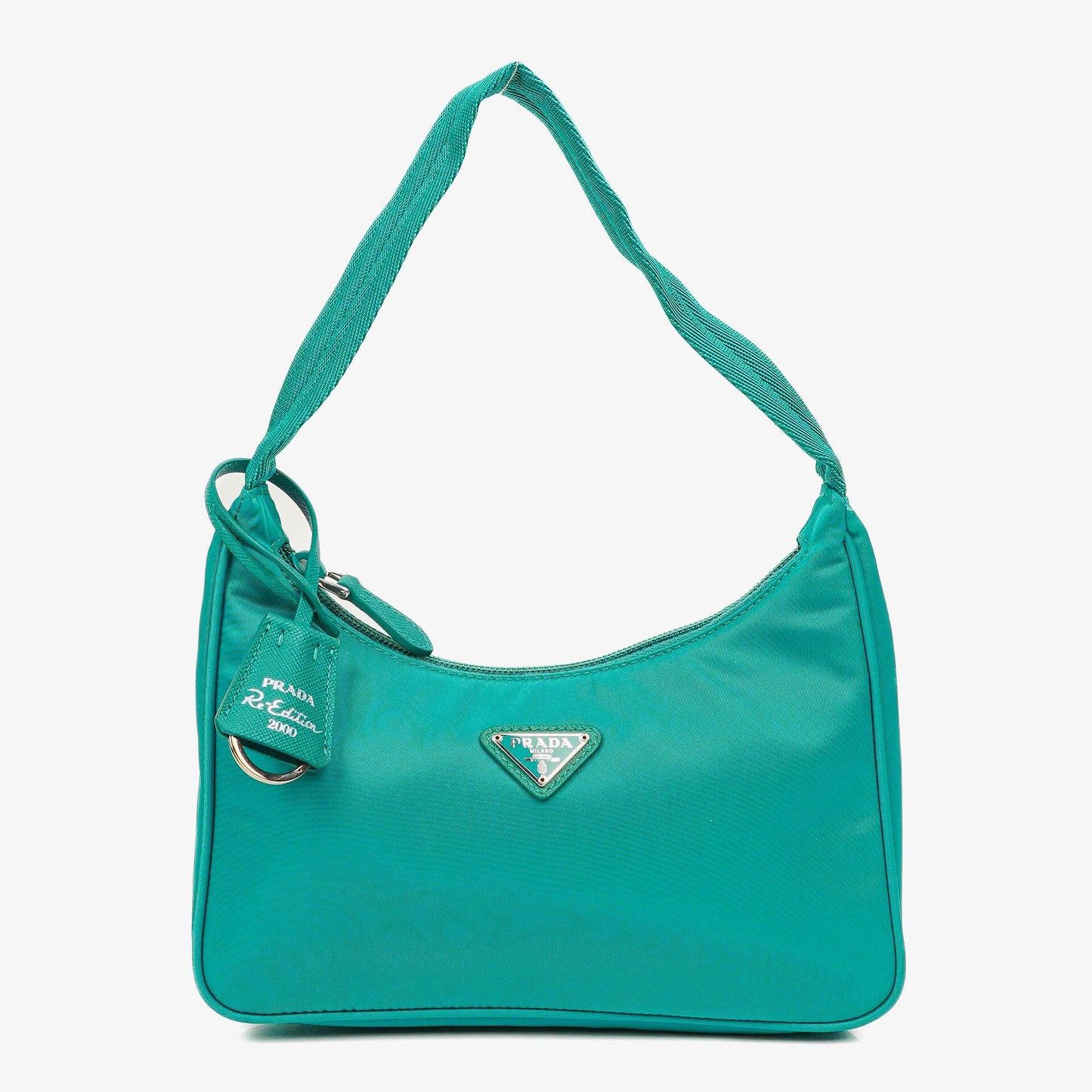 Prada Tessuto Re-Edition 2000 Mini Hobo-Tasche aus Nylon in Pavone