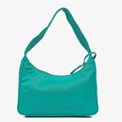 Prada Tessuto Re-Edition 2000 Mini Hobo-Tasche aus Nylon in Pavone