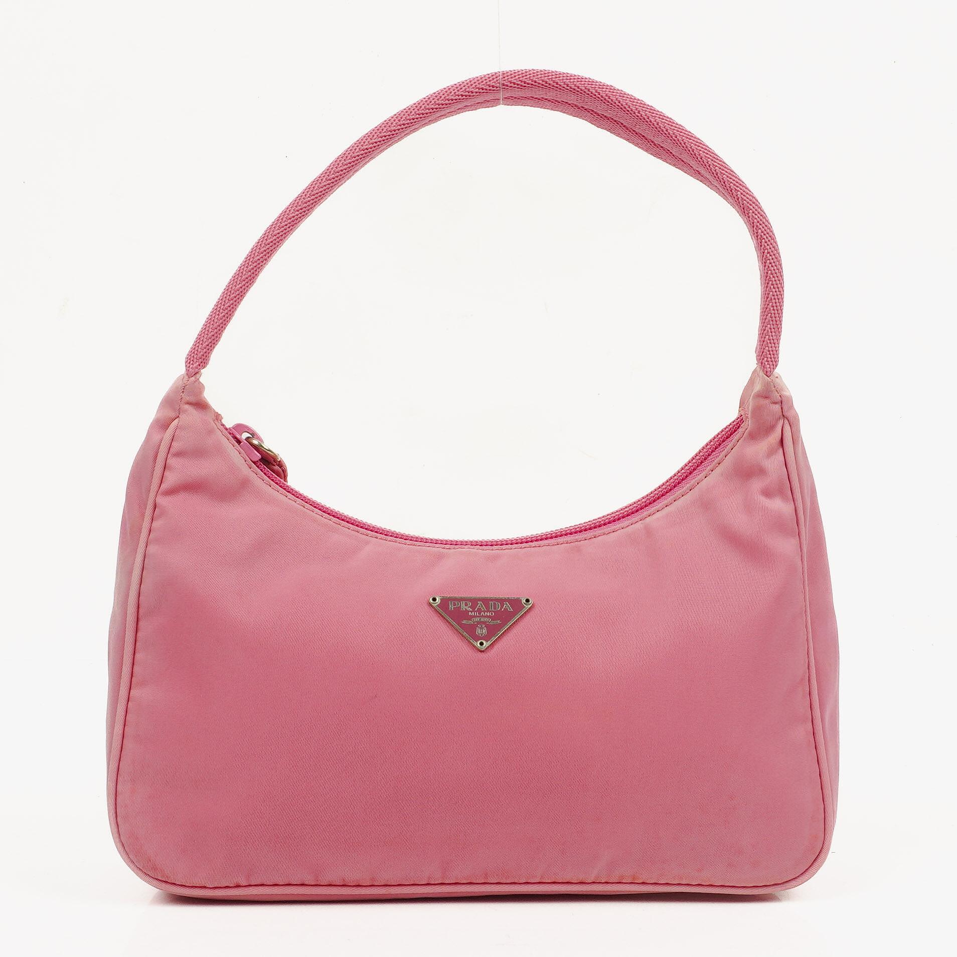 Prada Tessuto Mini Hobo-Tasche aus pinkem Nylon