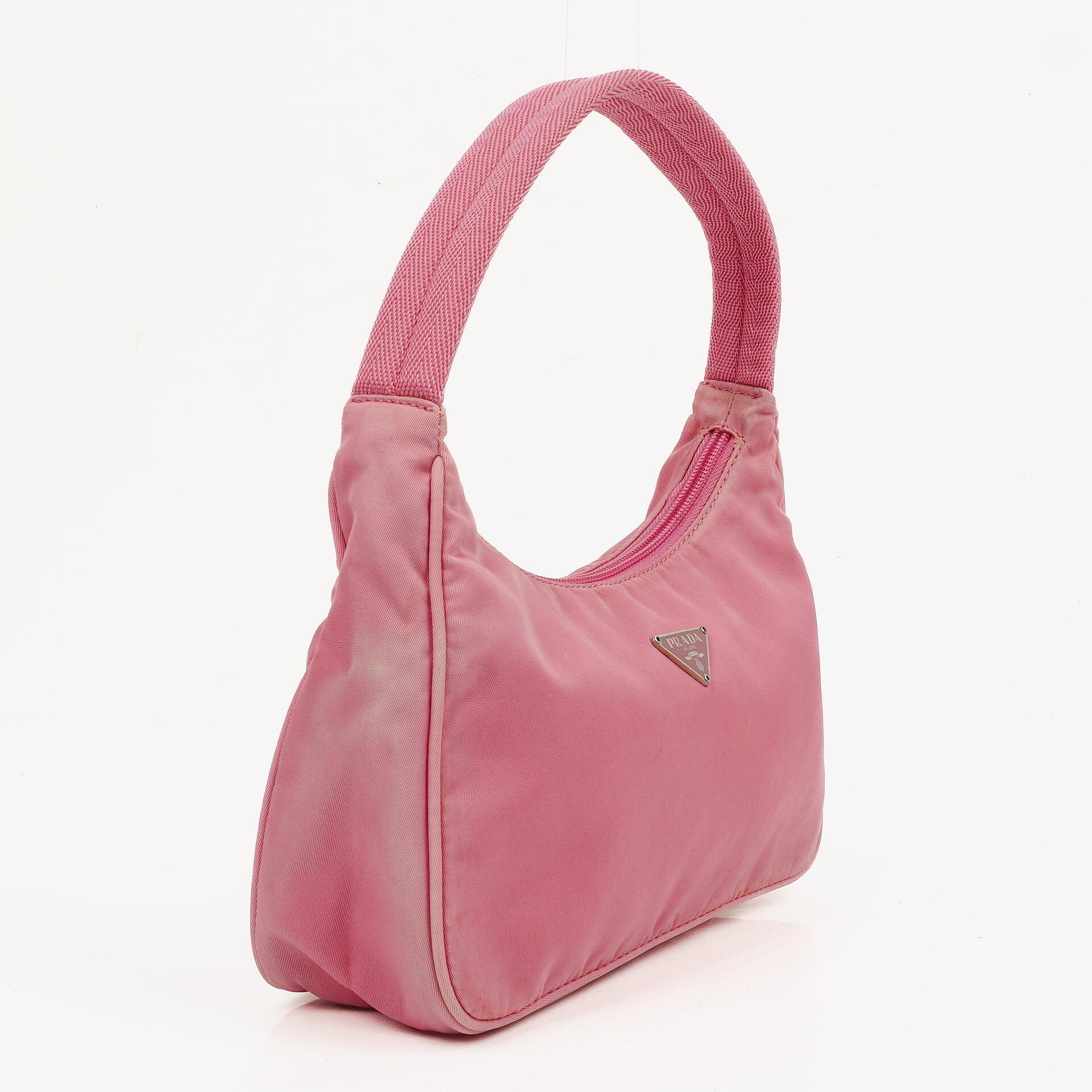 Prada Tessuto Mini Hobo-Tasche aus pinkem Nylon