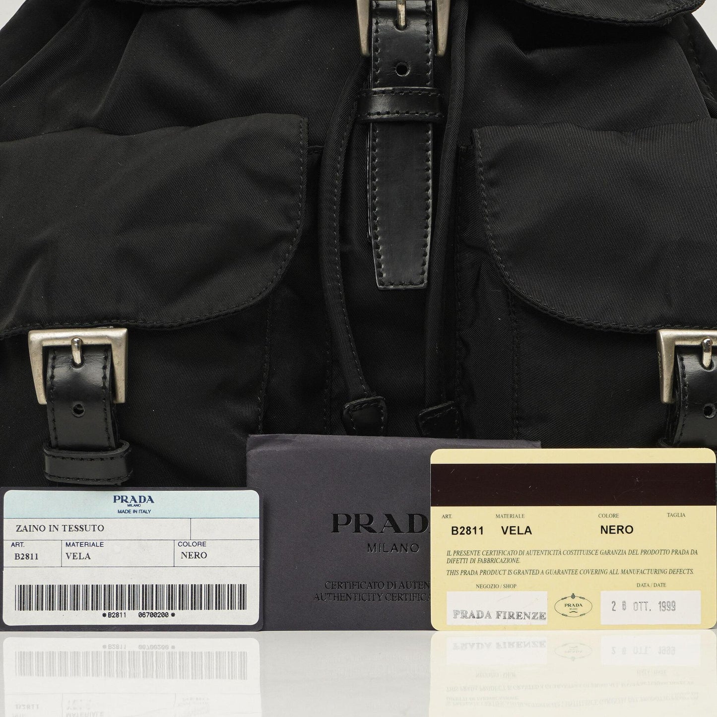 Prada Tessuto Nylon Mittlerer Rucksack Schwarz Mit Lederbesatz