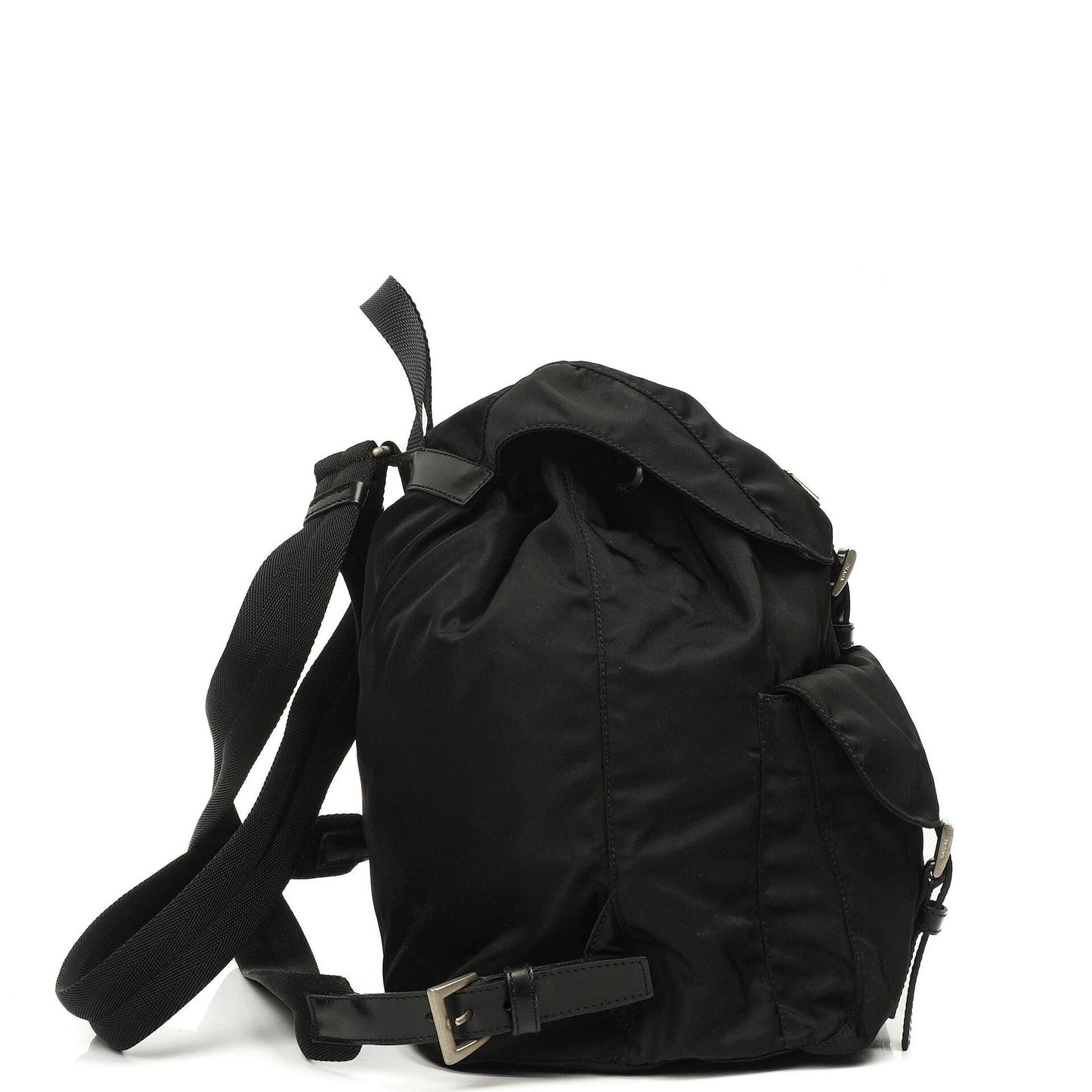 Prada Tessuto Nylon Mittlerer Rucksack Schwarz Mit Lederbesatz