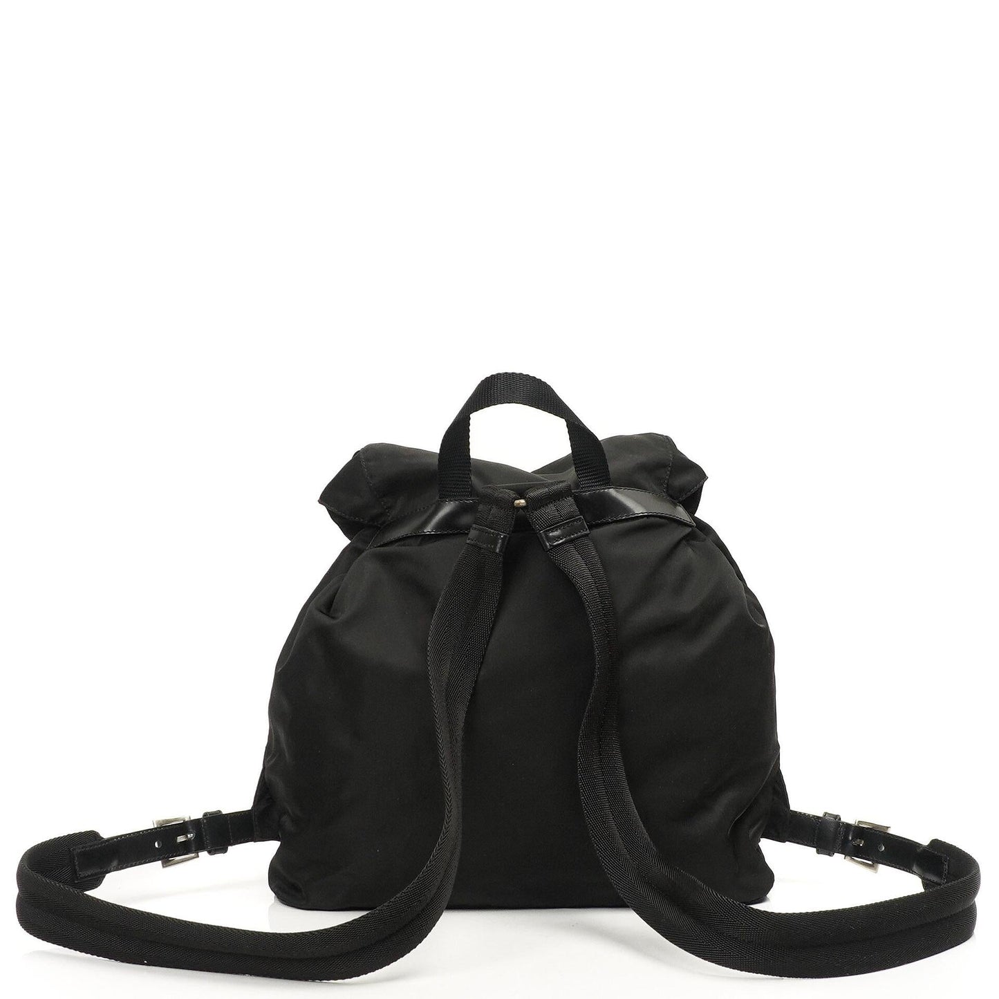 Prada Tessuto Nylon Mittlerer Rucksack Schwarz Mit Lederbesatz