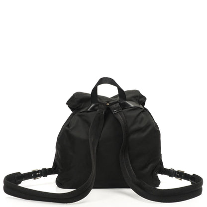 Prada Tessuto Nylon Mittlerer Rucksack Schwarz Mit Lederbesatz