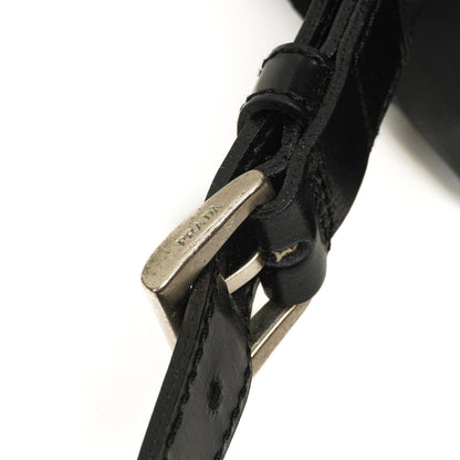 Prada Tessuto Nylon Mittlerer Rucksack Schwarz Mit Lederbesatz