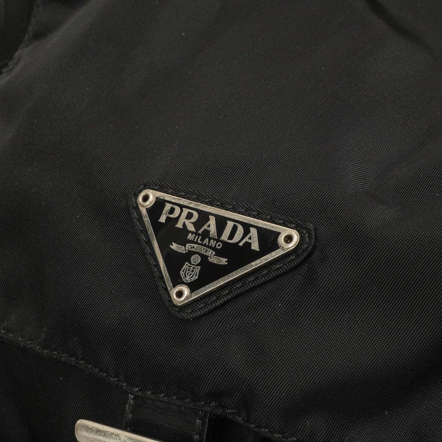 Prada Tessuto Nylon Mittlerer Rucksack Schwarz Mit Lederbesatz