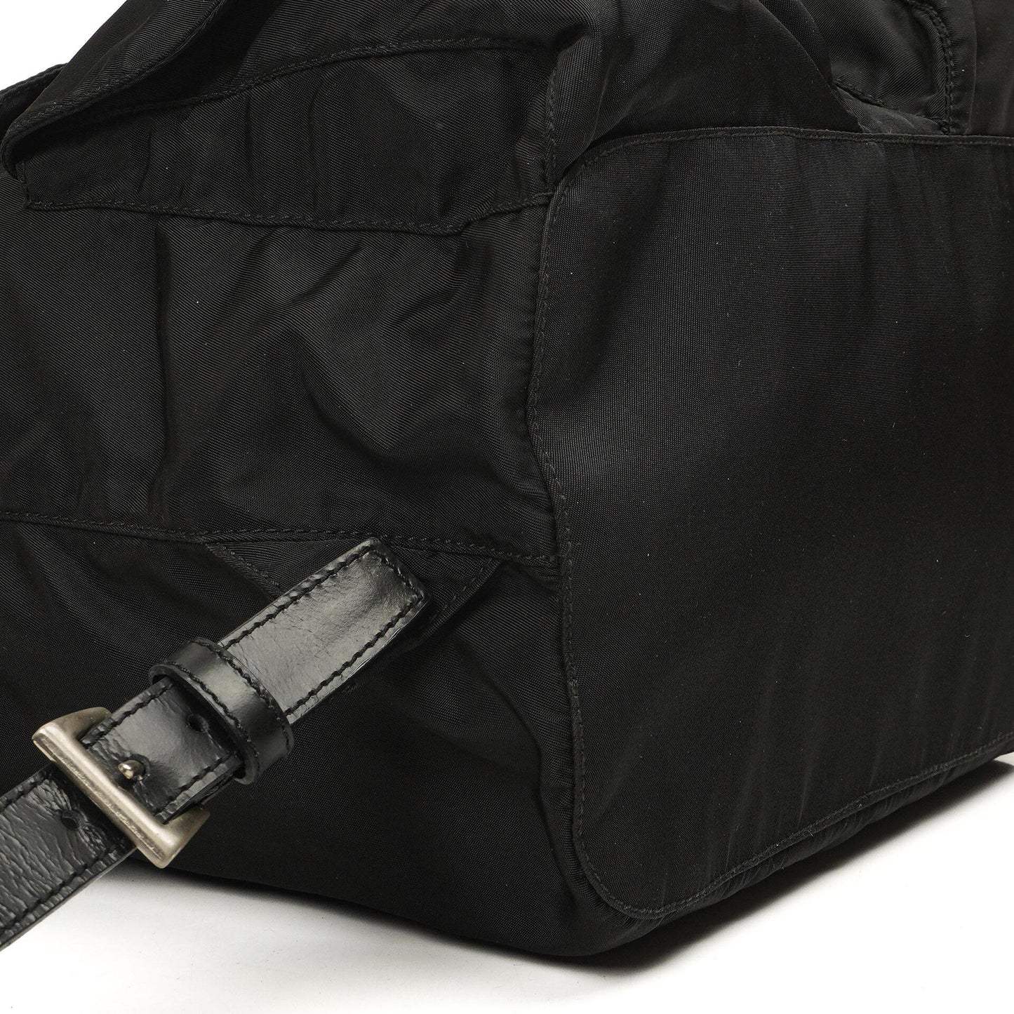 Prada Tessuto Nylon Mittlerer Rucksack Schwarz Mit Lederbesatz