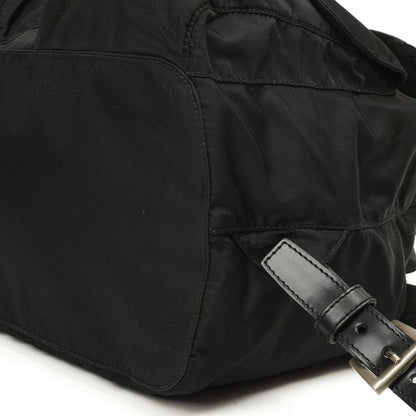 Prada Tessuto Nylon Mittlerer Rucksack Schwarz Mit Lederbesatz