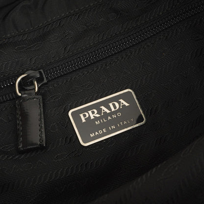 Prada Tessuto Nylon Mittlerer Rucksack Schwarz Mit Lederbesatz