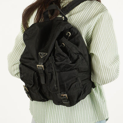 Prada Tessuto Vela Nero großer Rucksack aus schwarzem Nylon mit zwei Taschen