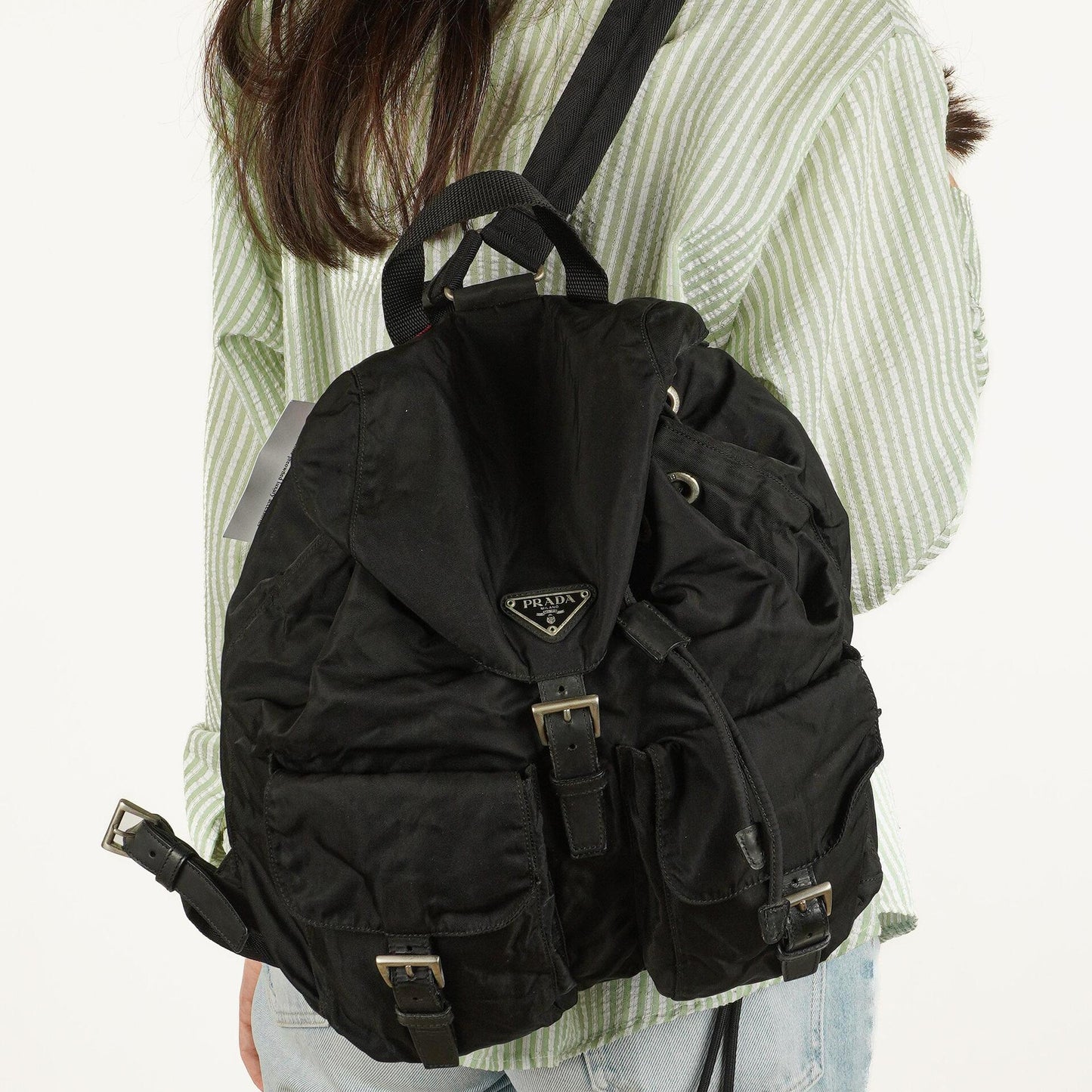 Prada Tessuto Vela Nero großer Rucksack aus schwarzem Nylon mit zwei Taschen