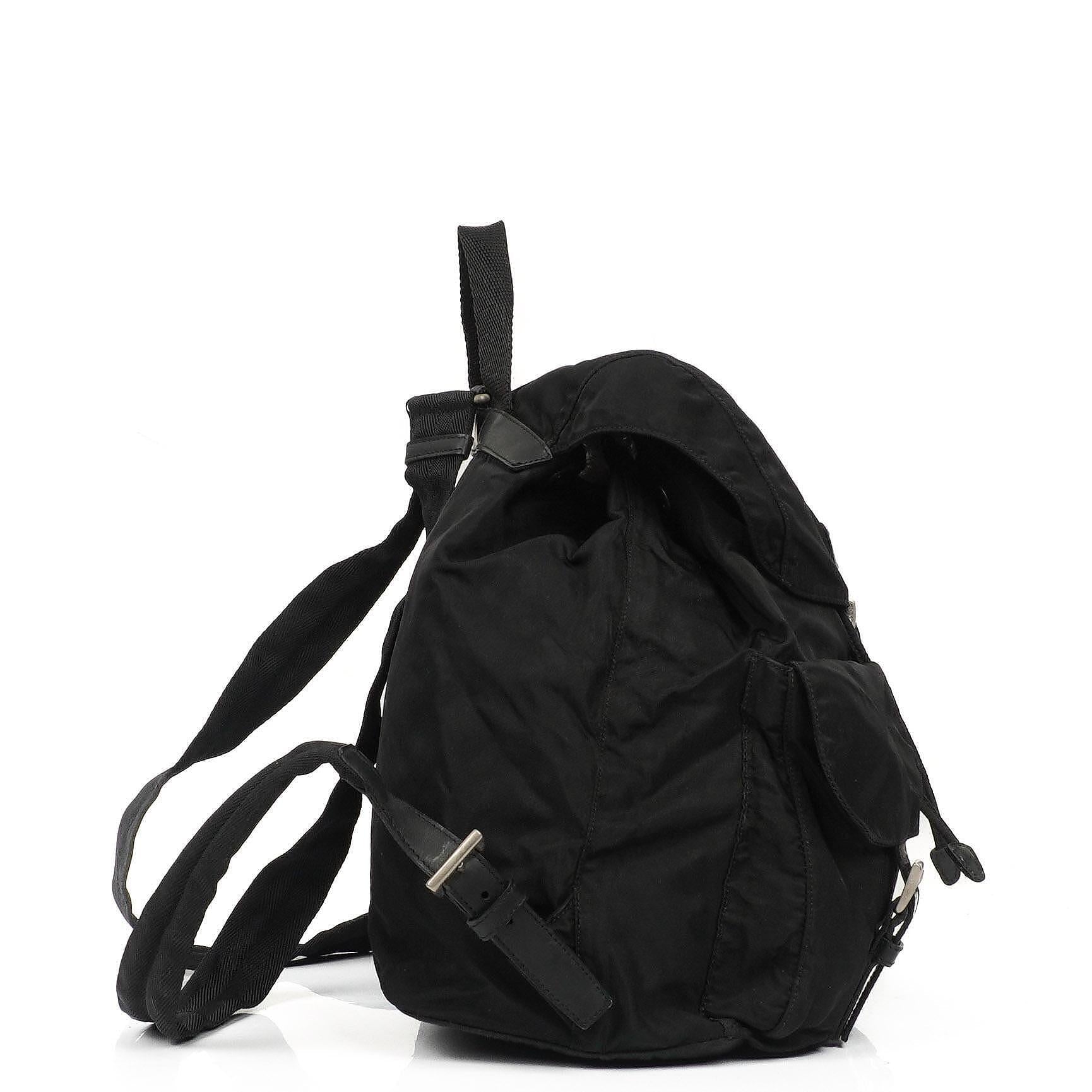 Prada Tessuto Vela Nero großer Rucksack aus schwarzem Nylon mit zwei Taschen