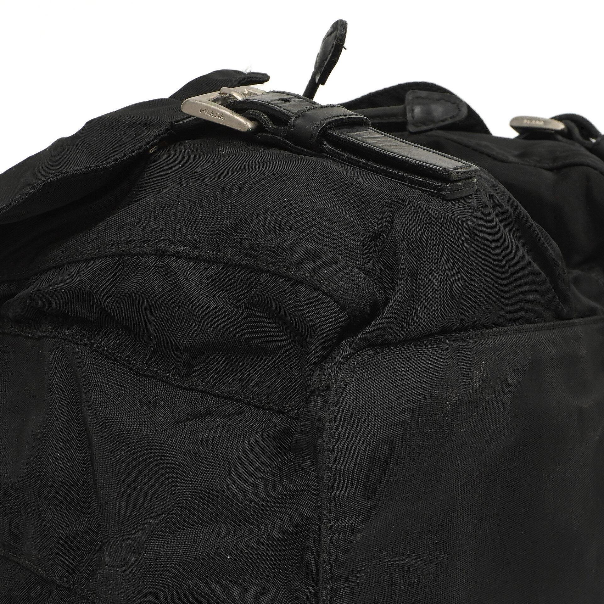 Prada Tessuto Vela Nero großer Rucksack aus schwarzem Nylon mit zwei Taschen