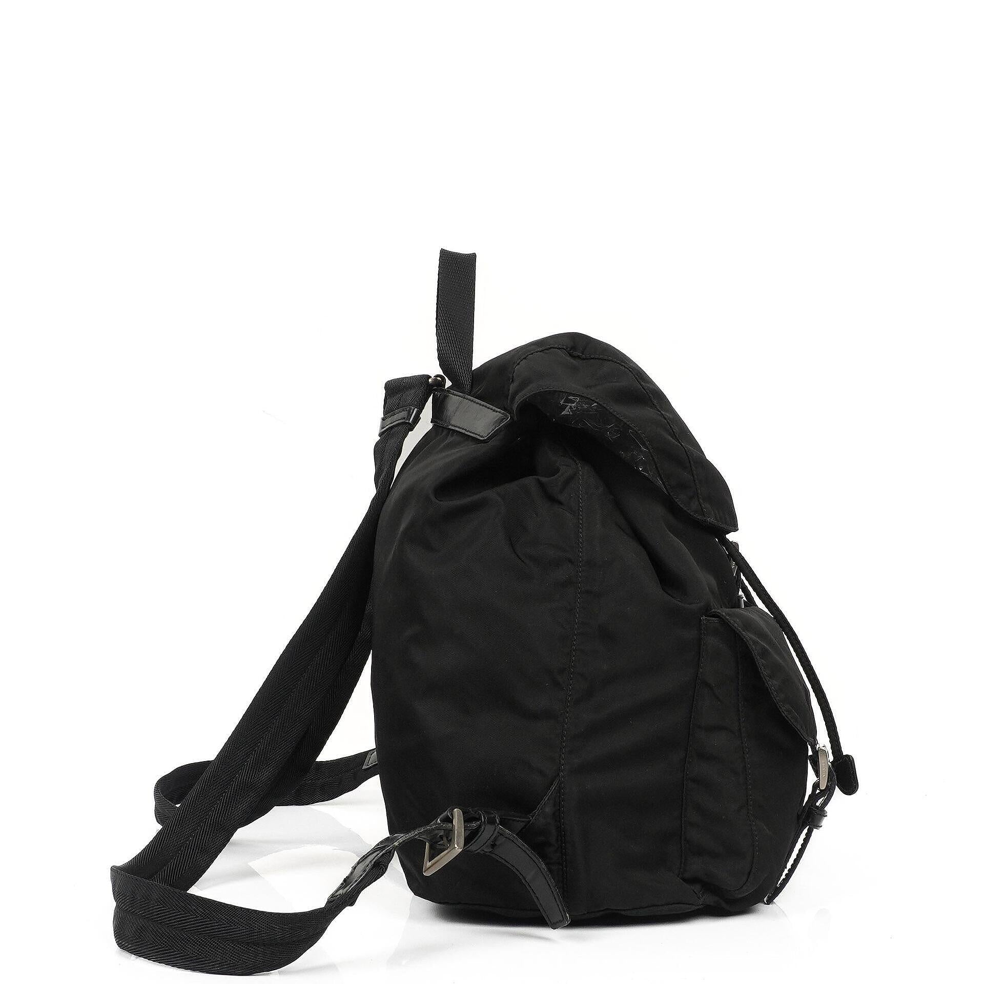 Prada Tessuto Vela Nero großer Rucksack aus schwarzem Nylon mit zwei Taschen