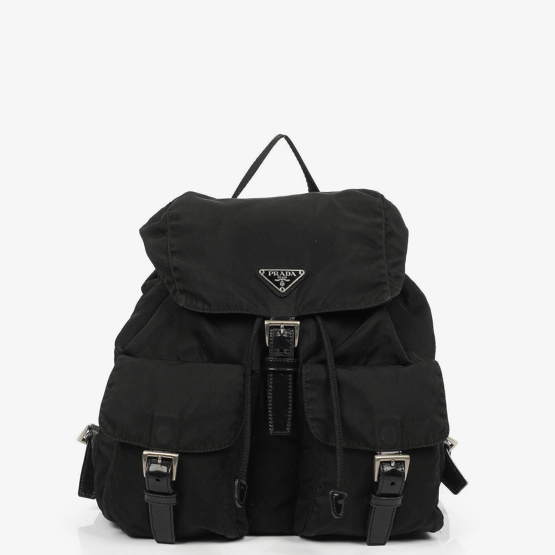 Prada Tessuto Vela Nero großer Rucksack aus schwarzem Nylon mit zwei Taschen