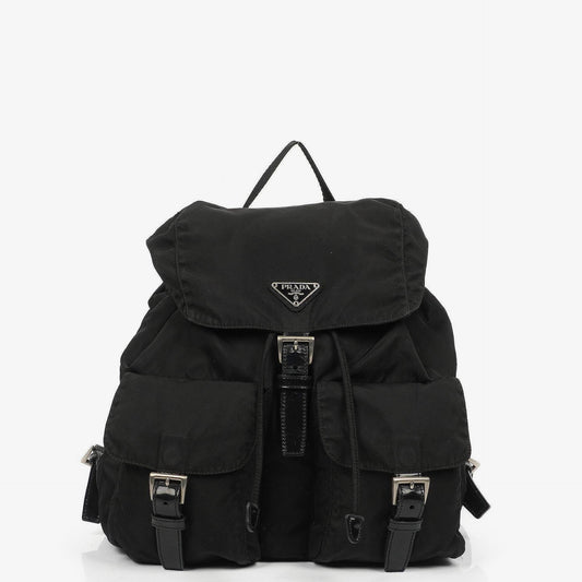 Prada Tessuto Vela Nero großer Rucksack aus schwarzem Nylon mit zwei Taschen