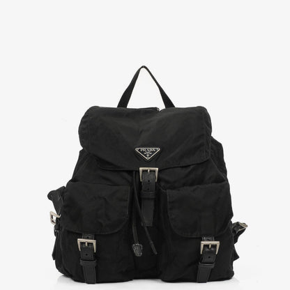 Prada Tessuto Vela Nero großer Rucksack aus schwarzem Nylon mit zwei Taschen