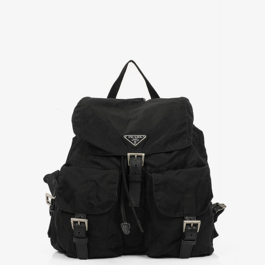 Prada Tessuto Vela Nero großer Rucksack aus schwarzem Nylon mit zwei Taschen