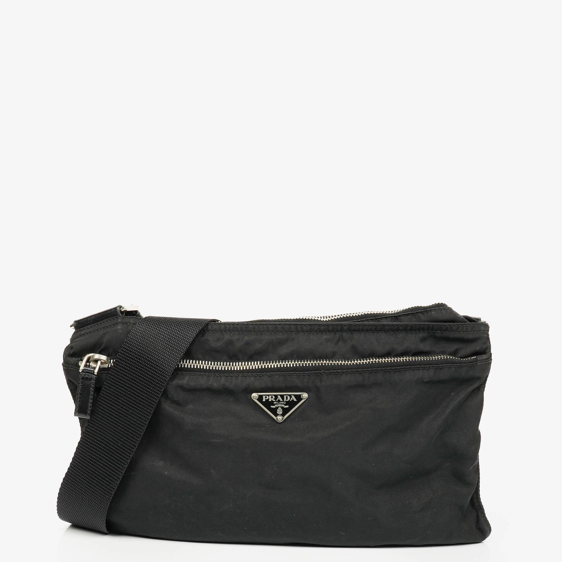 Prada Vela Sport Schwarze Nylon Umhängetasche