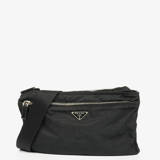 Prada Vela Sport Schwarze Nylon Umhängetasche
