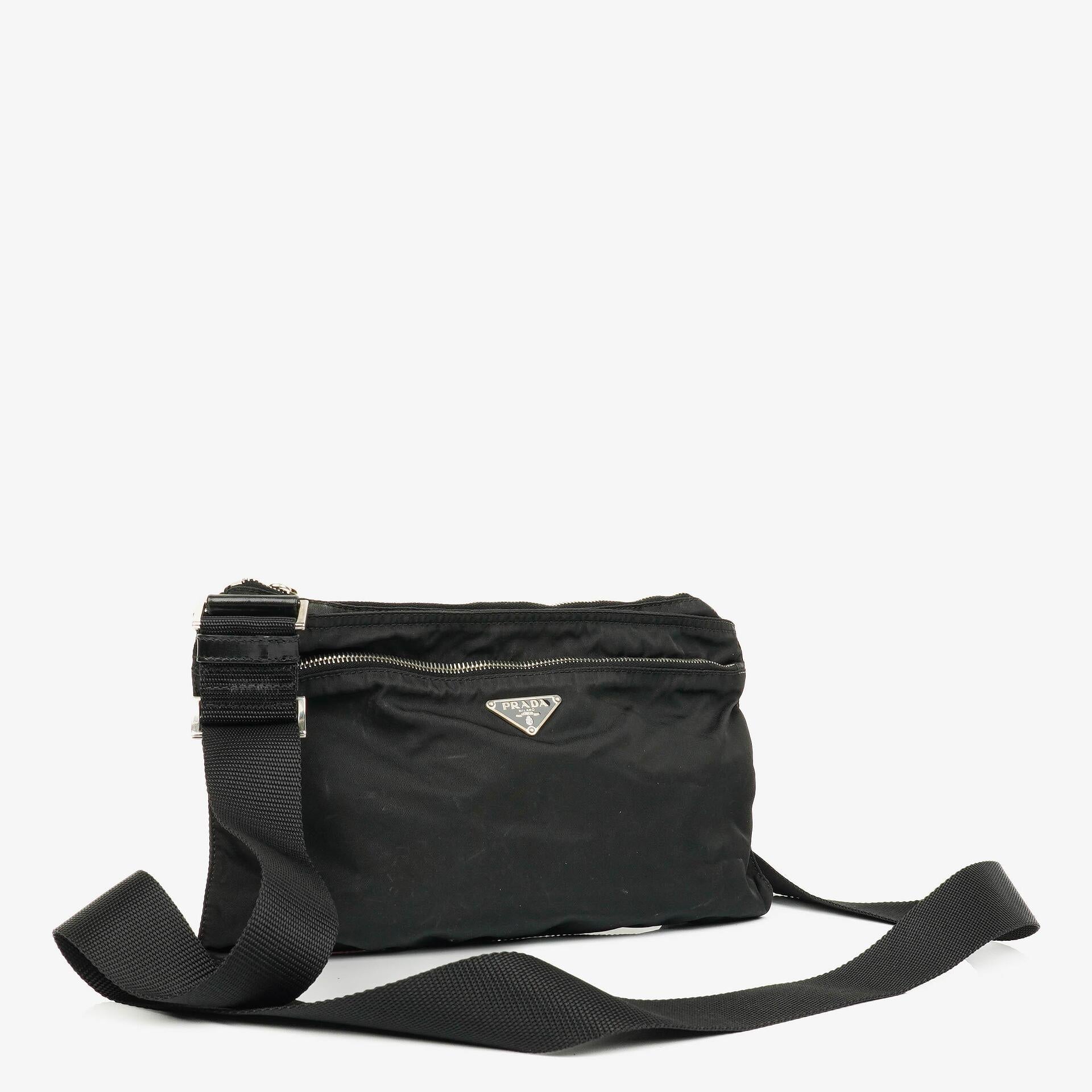 Prada Vela Sport Schwarze Nylon Umhängetasche