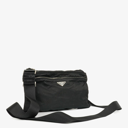 Prada Vela Sport Schwarze Nylon Umhängetasche