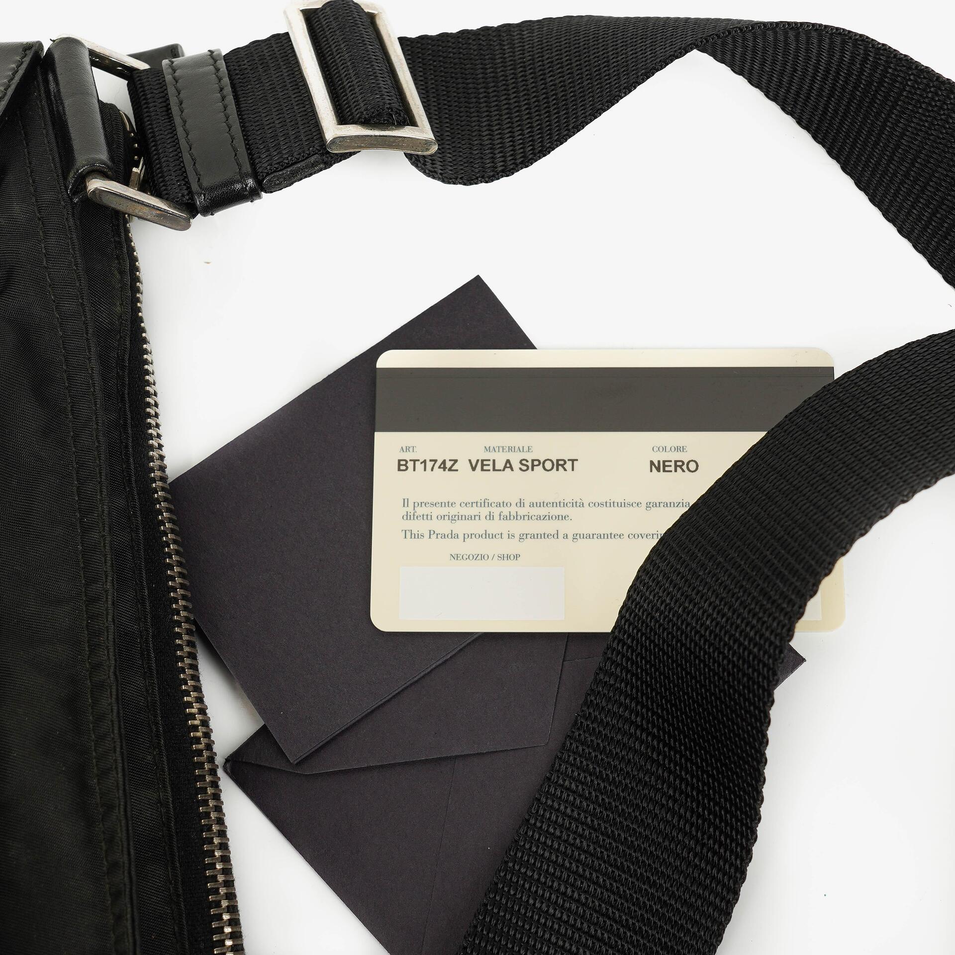 Prada Vela Sport Schwarze Nylon Umhängetasche