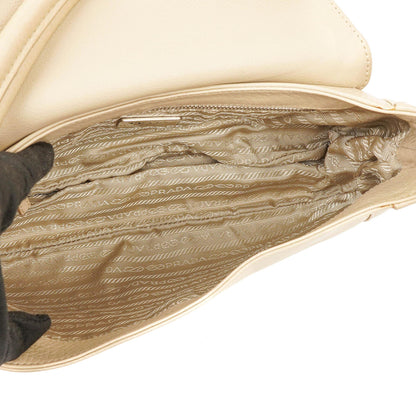 Prada Vitello Daino Schultertasche Beige
